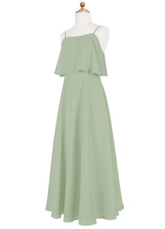 Azazie Izabella A-Line Ruched Chiffon Floor-Length Junior Bridesmaid Dress image9