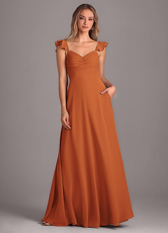 Azazie Kaylyn Bridesmaid Dresses Cinnamon A-Line Ruched Chiffon Dress image4