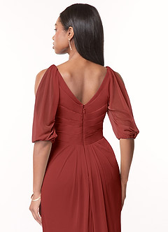 Azazie Noelia Final Sale Candy Pink A-Line Pleated Mesh Dress image4