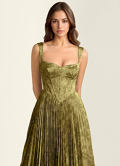 Simone Brun Mousse Robe trapèze corset en dentelle image4