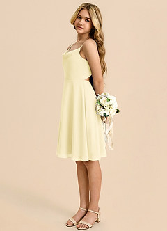 Azazie Shale Junior A라인 절하다 쉬폰 미니 주니어 신부 들러리 드레스 image1