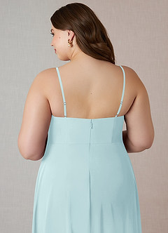 Azazie Emerald Final Sale Sea Glass A-Line Ruffled Chiffon Dress image10