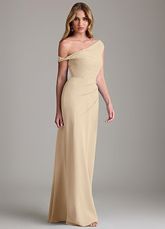 Azazie Emerson Brudtärnklänningar Klä av Tubklänning i Chiffong Av axeln Champagne image5