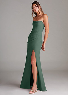 Azazie Leonis Bridesmaid Dresses Sea Moss Sheath Strapless Chiffon Convertible Dress image3