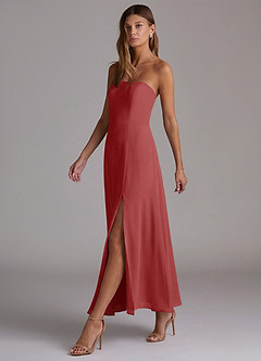 Azazie Wren Vestidos de madrinha de casamento Vestido Ferrugem de Chiffon de Linha A com Sem alças image3