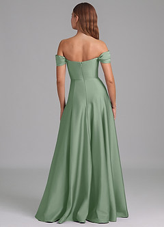 Azazie Seriana Bridesmaid Dresses Matcha A-Line Off the Shoulder Stretch Satin Convertible Dress image5