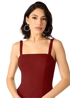 Azazie Gianetta Bridesmaid Dresses Terracotta Mermaid Side Slit Stretch Crepe Dress image4