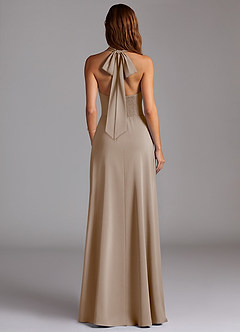 Azazie Myra Brautjungfernkleider A-Linie Seitliche Cut-Outs Stretch-Satin Kleid Taupe image6