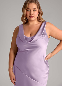 Azazie Rylina Abiti da Damigella Abito Sirena in Raso Elasticizzato Lilla Glassato image11