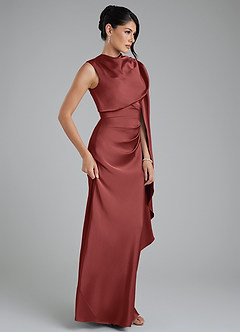Azazie Taj Bridesmaid Dresses Terracotta Mermaid Corset Stretch Satin Dress image5