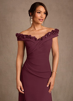 Azazie Jettie Mother of the Bride Dresses Cabernet Sheath Pleated Chiffon Dress image5