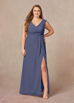 Azazie Sally Kleider für die Brautmutter A-Linie V-Hals Gefaltet Chiffon Kleid Sturm image6