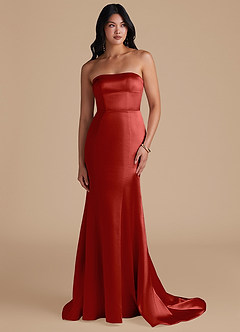 Azazie Aura Bridesmaid Dresses Rust Mermaid Metallic Satin Convertible Dress image1