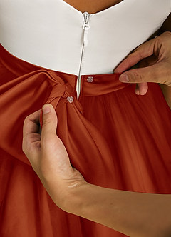 Azazie Sprout Flower Girl Dresses Paprika A-Line Bow Tulle Dress image5