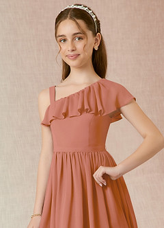 Azazie Mango Junior Abito A-Line in Chiffon Increspato Più Tagliato image4