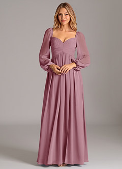 Azazie Bailee Bridesmaid Dresses Vintage Mauve A-Line Long Sleeve Chiffon Dress image6