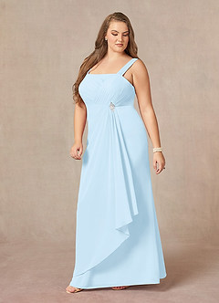 Azazie Weisz Mother of the Bride Dresses Sky Blue A-Line Square Neckline Pleated Chiffon Dress image11