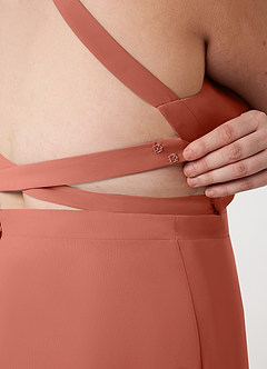 Azazie Clarice Abiti da Damigella Abito A-Line in Chiffon con Scollo Halter Argilla image14