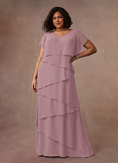 Azazie OHara Abiti per la Madre della Sposa Abito A-Line in Chiffon con Scollo a V Rosa Polverosa image12