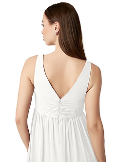 Azazie Yetta Maternity Bridesmaid Dresses A-Line V-Neck Gathered Chiffon Floor-Length Dress image9