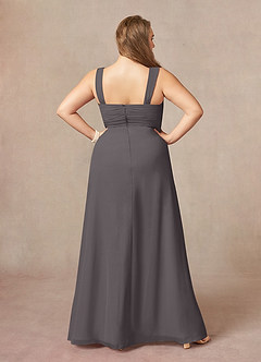 Azazie Weisz Mother of the Bride Dresses Steel Grey A-Line Square Neckline Pleated Chiffon Dress image12
