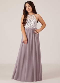 Azazie Fahari Junior Dusk A-Line Lace Chiffon Dress image2
