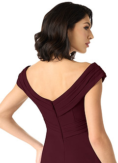 Azazie Evita Jurken voor bruidsmeisjes Jurk van Stretch crêpe met A-Lijn Off the Shoulder Cabernet image5