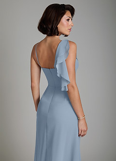 Azazie Jayden Kleider zum Anprobieren zu Hause A-Linie Seitliche Cut-Outs Chiffon Kleid Staubblau image4