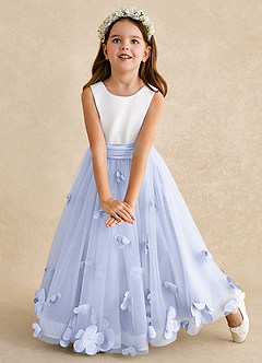 Azazie Vi Blumenmädchenkleider A-Linie ärmellos Tüll Kleid Lavendel image6