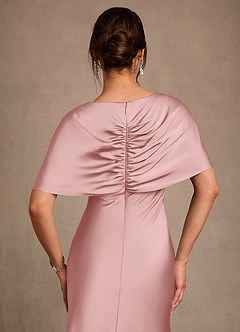 Azazie Dosia 신부의 어머니 드레스 쉬스 주름진 스트레치 새틴 플로어 길이 드레스 image5