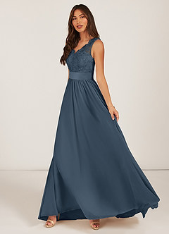 Azazie Gertrude Bridesmaid Dresses Neptune A-Line Lace Chiffon Dress image6