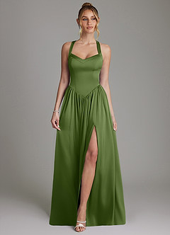 Azazie Francis Brudtärnklänningar Klä av A-Linje i Stretch Satin Korsett Enbärsgrön image1