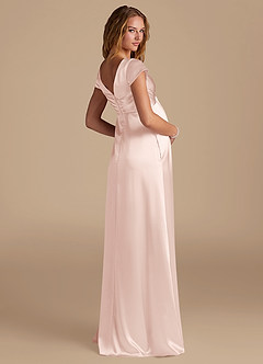 Azazie Allessia Maternity Bridesmaid Dresses A-Line Metallic Satin Floor-Length Dress image2