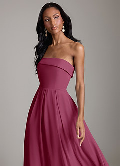 Azazie Lucienne Bridesmaid Dresses Mulberry A-Line Strapless Chiffon Convertible Dress image4