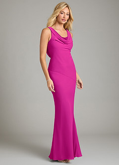 Azazie Rylina Bridesmaid Dresses Fuchsia Mermaid Pleated Chiffon Dress image5