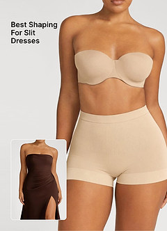 front Nahtlose, dehnbare Shapewear-Shorts mit mittelhohem Bund und Bauchkontrolle