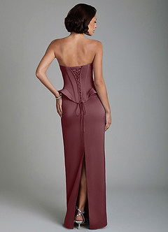 Azazie Harlow Bridesmaid Dresses Sangria Sheath Corset Stretch Satin Dress image2