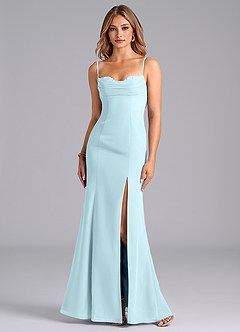 Azazie Wynni Bridesmaid Dresses Cloud Blue Mermaid Corset Chiffon Dress image3