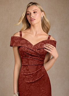 Azazie Canton Mother of the Bride Dresses Terracotta Mermaid Off the Shoulder Floral Burnout Dress image5