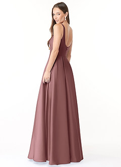 Azazie Neve Bridesmaid Dresses Vintage Mauve Ball-Gown with Pockets Stretch Satin Dress image4
