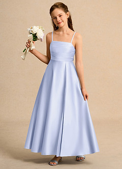 Azazie Pebbles Junior Formal Flower Girl Dresses Lavender A-Line Pleated Matte Satin Dress image1