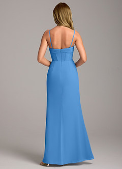Azazie Chantel Robes de demoiselle d'honneur Robe Fourreau Convertible en Mousseline de soie Sans bretelle Geai Bleu image6