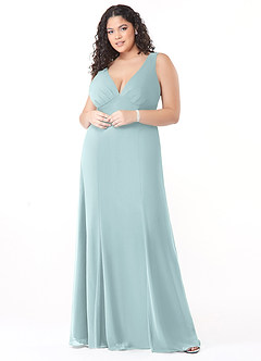 Azazie Christiana Bridesmaid Dresses Mist A-Line V-Neck Pleated Chiffon Dress image7