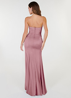 Azazie Yola Bridesmaid Dresses Vintage Mauve Sheath V-Neck Pleated Stretch Satin Convertible Dress image5