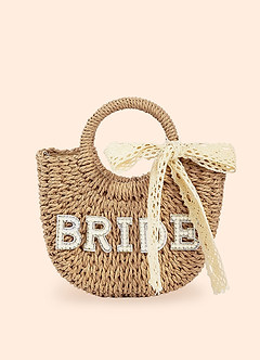 front Personalized Straw Beach Bag