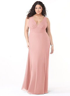 Azazie Christiana Bridesmaid Dresses Rosette A-Line V-Neck Pleated Chiffon Dress image9