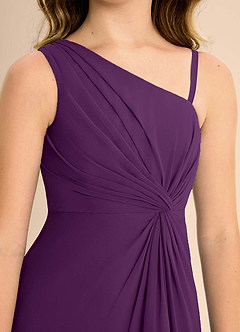Azazie Brooke Junior Grape A-Line Side Slit Chiffon Dress image7