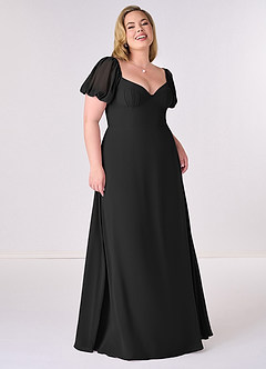Barbie ♥ Azazie Bridesmaid Dresses Black A-Line Pleated Chiffon Dress image7