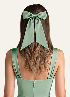 front Matching Color Stretch Satin Bow Hair Clip
