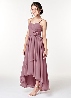 Azazie Catalina Junior Vintage Mauve A-Line Ruched Chiffon Dress image3